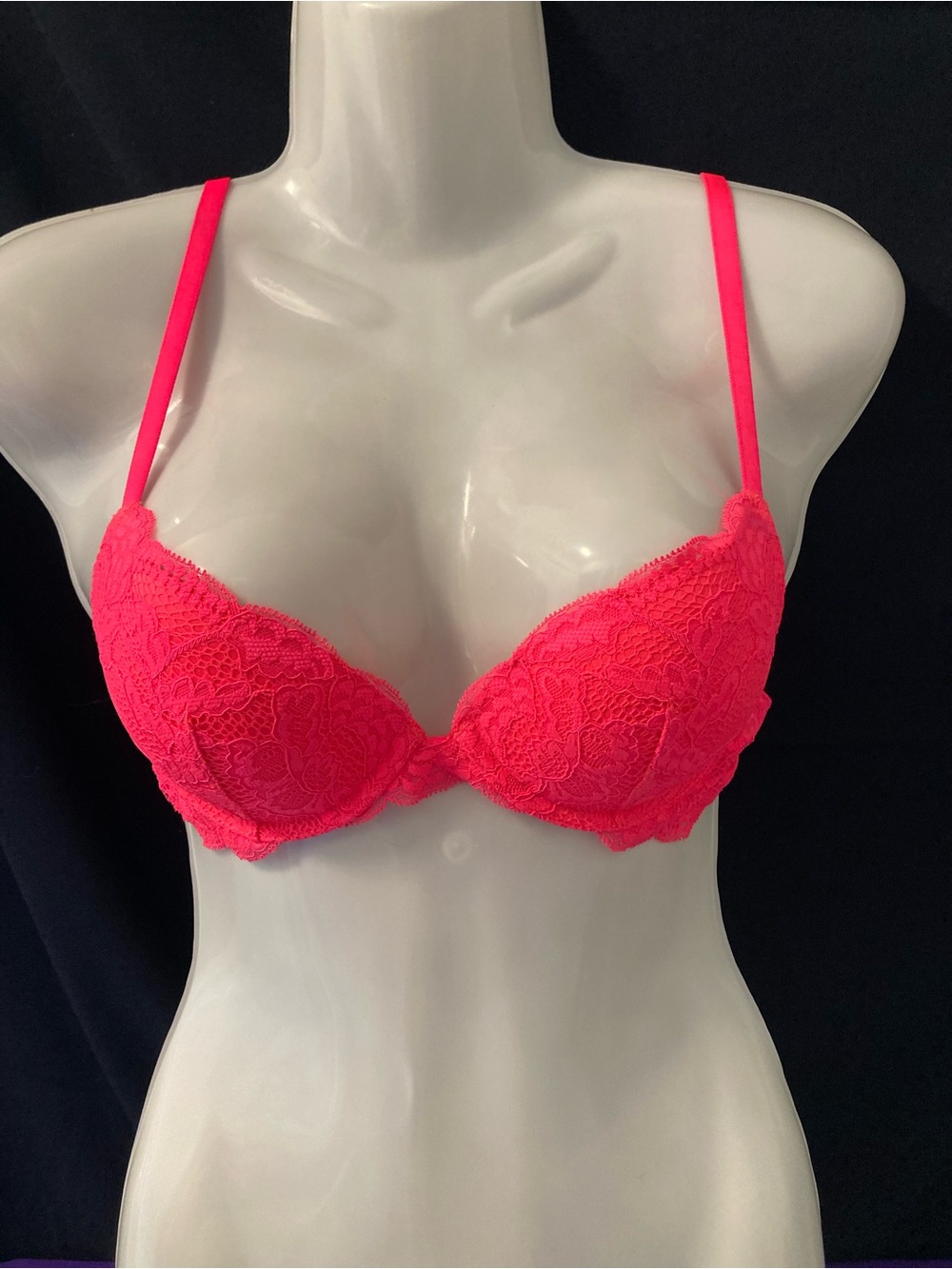 La Senza Obsession Neon Pink Lace Push Up Bra 32B